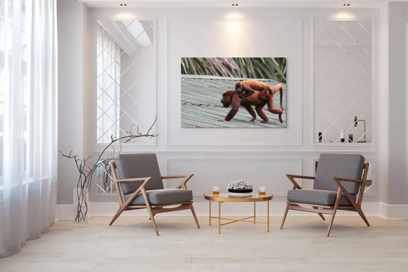 Tablou Canvas, "Maimuțe traversând acoperișul împreună", 150 x 100 cm – poza 7
