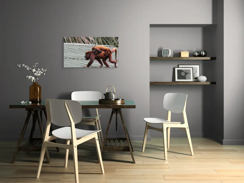 Tablou Canvas, "Maimuțe traversând acoperișul împreună", 90 x 50 cm – poza 3