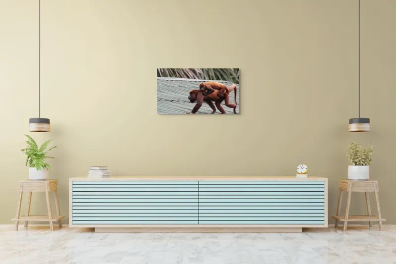 Tablou Canvas, "Maimuțe traversând acoperișul împreună", 90 x 50 cm – poza 5