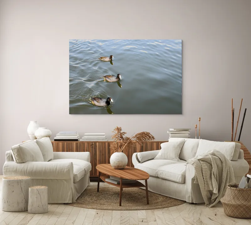 Tablou Canvas, "Rațe plutind pe lac liniștit", 150 x 100 cm – poza 3