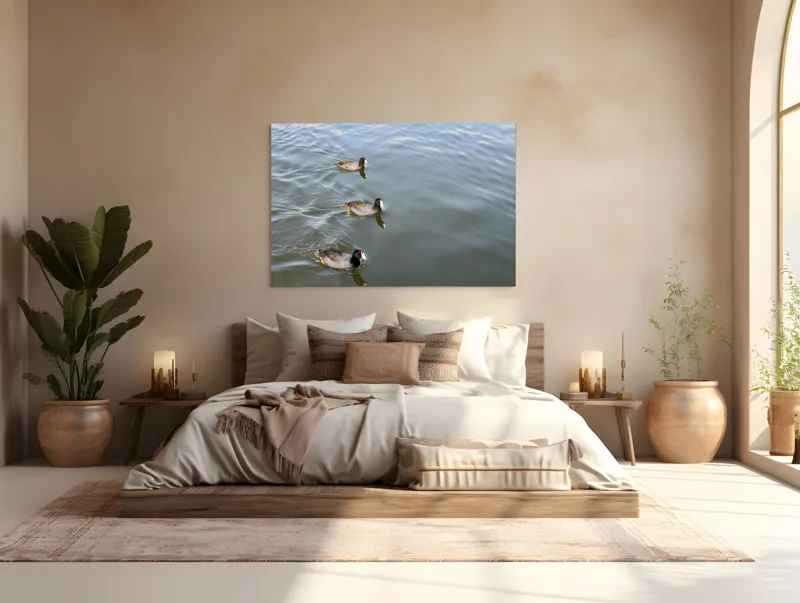 Tablou Canvas, "Rațe plutind pe lac liniștit", 150 x 100 cm – poza 4