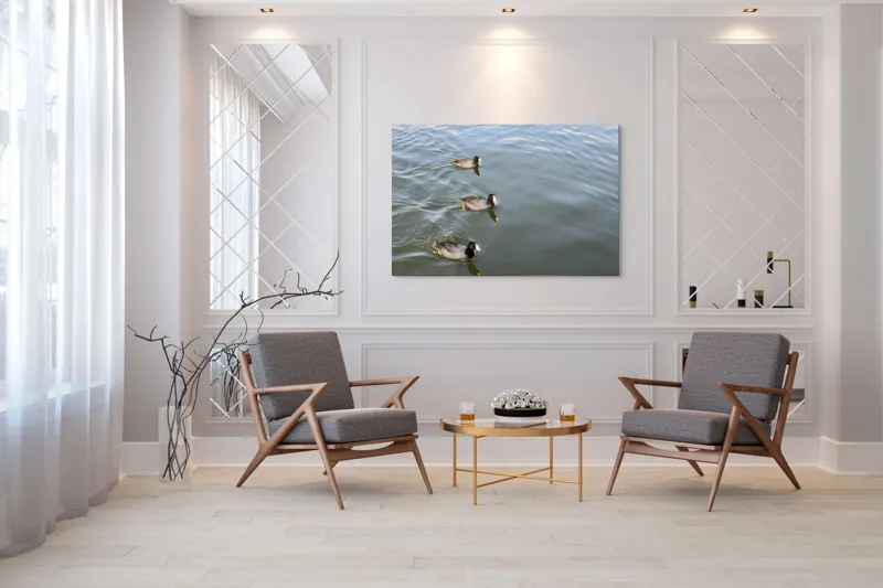 Tablou Canvas, "Rațe plutind pe lac liniștit", 150 x 100 cm – poza 7