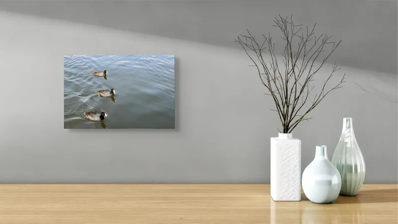 Tablou Canvas, "Rațe plutind pe lac liniștit", 39 x 26 cm – poza 8