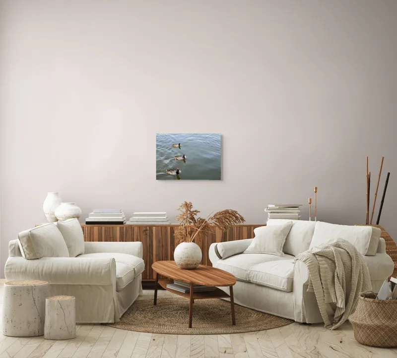 Tablou Canvas, "Rațe plutind pe lac liniștit", 54 x 39 cm – poza 5