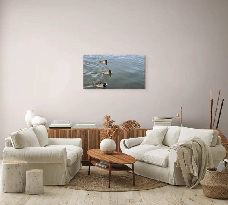 Tablou Canvas, "Rațe plutind pe lac liniștit", 90 x 50 cm – poza 4