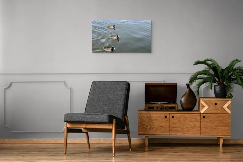 Tablou Canvas, "Rațe plutind pe lac liniștit", 90 x 50 cm – poza 6