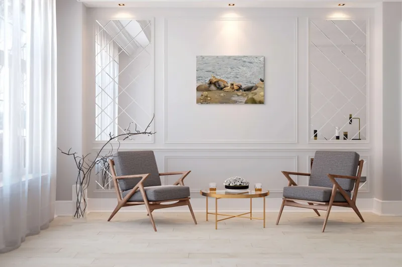 Tablou Canvas, "Leii de mare la odihnă pe stânci", 100 x 70 cm – poza 5
