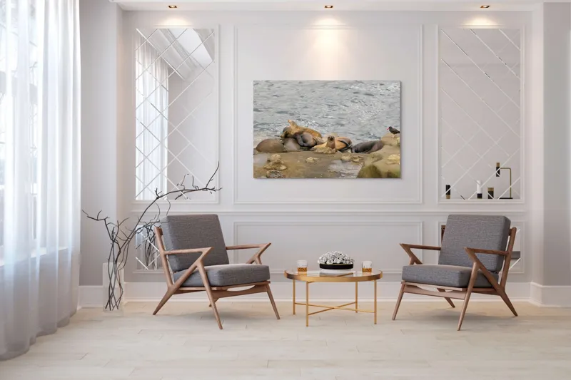 Tablou Canvas, "Leii de mare la odihnă pe stânci", 150 x 100 cm – poza 7