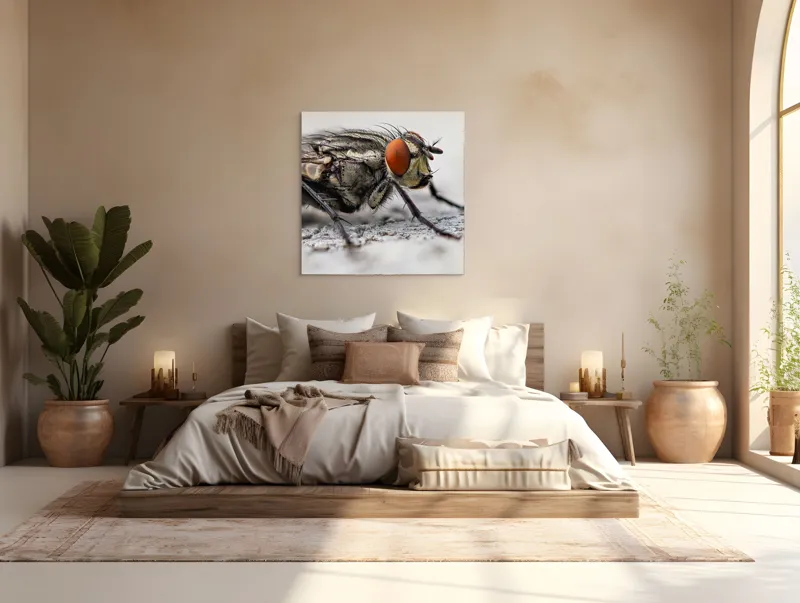Tablou Canvas, "Musca în detaliu uimitor macro", Ochi, Aripi, Picioare, Antene, Textură, Detalii, Păr, Fundal, Detaliu., 100 x 100 cm – poza 4