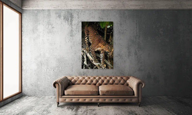 Tablou Canvas, "Leopard înfruntând umbra copacului străvechi", 100 x 150 cm – poza 6