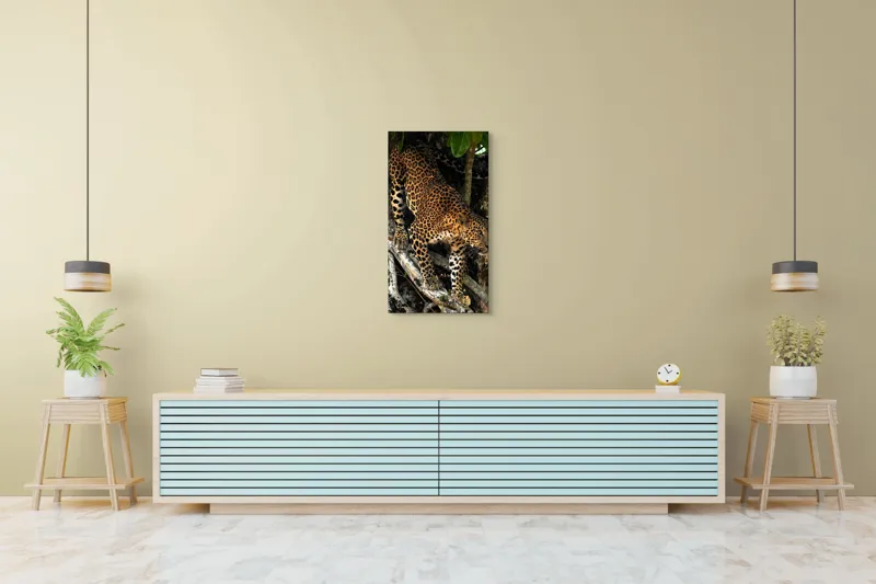 Tablou Canvas, "Leopard înfruntând umbra copacului străvechi", 50 x 90 cm – poza 6