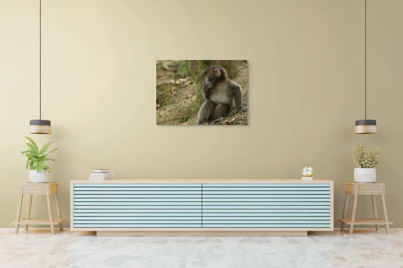 Tablou Canvas, "Maimuță contemplativă lângă copac", 100 x 70 cm – poza 4
