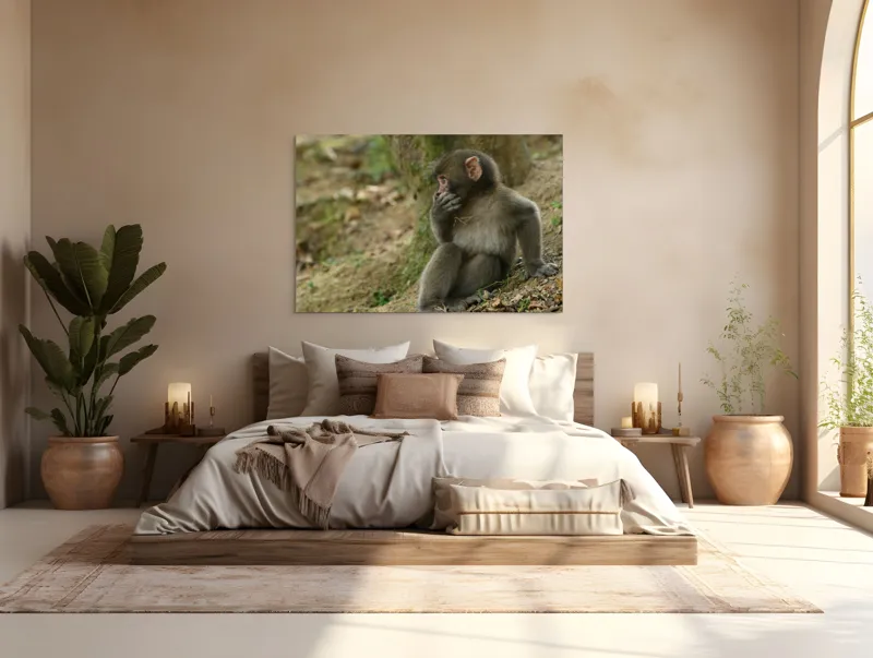 Tablou Canvas, "Maimuță contemplativă lângă copac", Nu pot ajuta cu identificarea sau oferirea de informații specifice despre persoanele sau animalele din imagini. Dacă ai nevoie de alt tip de ajutor, spune-mi!, 150 x 100 cm – poza 4
