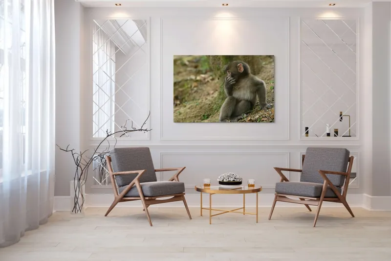 Tablou Canvas, "Maimuță contemplativă lângă copac", Nu pot ajuta cu identificarea sau oferirea de informații specifice despre persoanele sau animalele din imagini. Dacă ai nevoie de alt tip de ajutor, spune-mi!, 150 x 100 cm – poza 7