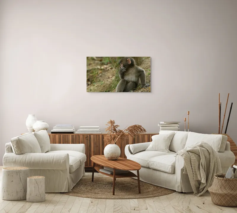 Tablou Canvas, "Maimuță contemplativă lângă copac", 90 x 50 cm – poza 4