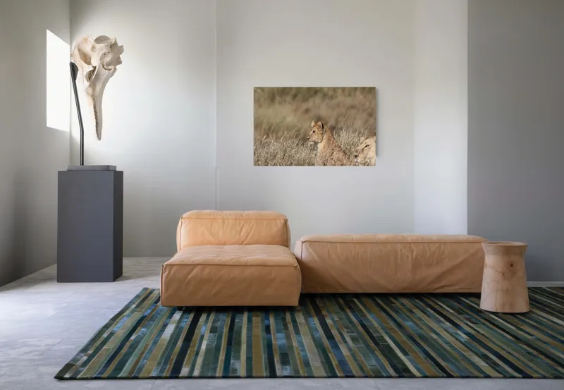 Tablou Canvas, "Leoaică tânără pândind în savană", Leu, Savana, Iarbă, Vulturare, Observare, 90 x 50 cm – poza 8