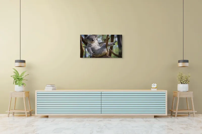 Tablou Canvas, "Visul unui koala pe ramură", Somn, Relaxează, Natură, Blană, Crengi, Eucalipt, Liniște, Odihnă, Koala, 90 x 50 cm – poza 5