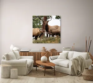 Tablou Canvas, "Cerbii în mijlocul pădurii veșnice", 100 x 100 cm – poza 3