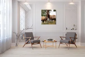 Tablou Canvas, "Cerbii în mijlocul pădurii veșnice", 100 x 100 cm – poza 7