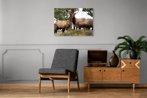 Tablou Canvas, "Cerbii în mijlocul pădurii veșnice", 100 x 70 cm – poza 8