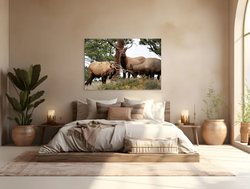 Tablou Canvas, "Cerbii în mijlocul pădurii veșnice", 150 x 100 cm – poza 4