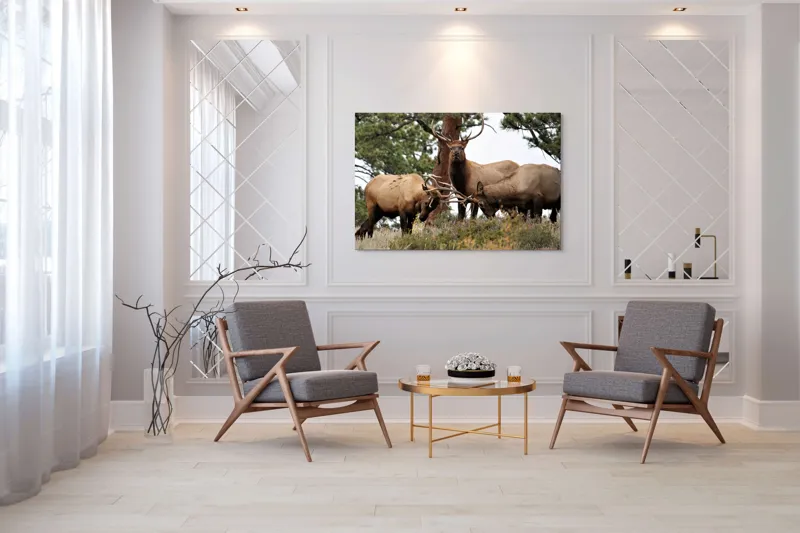 Tablou Canvas, "Cerbii în mijlocul pădurii veșnice", 150 x 100 cm – poza 7
