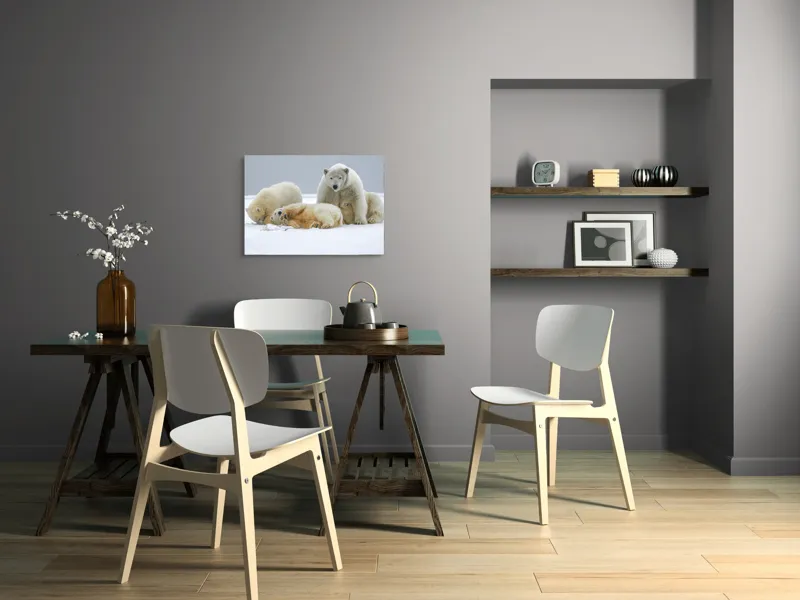 Tablou Canvas, "Urs polar cu pui pe gheață albă", Nu pot identifica sau recunoaște persoane sau animale în imagini., 70 x 50 cm – poza 5