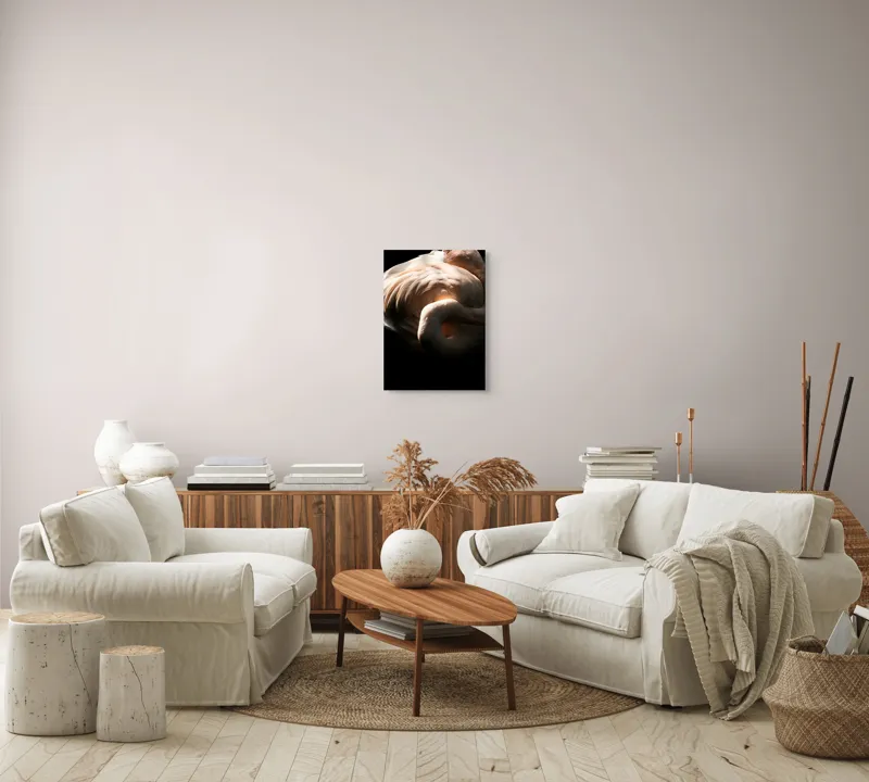 Tablou Canvas, "Flamingo în lumina blândă a soarelui", Flamingo, Eleganță, Lumină, Textură, Contrast, Încovoiat, Grație, Serenitate, 39 x 54 cm – poza 5