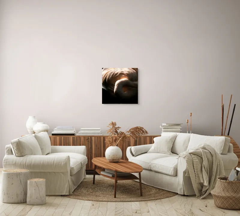 Tablou Canvas, "Flamingo în lumina blândă a soarelui", Flamingo, Eleganță, Lumină, Textură, Contrast, Încovoiat, Grație, Serenitate, 50 x 50 cm – poza 7