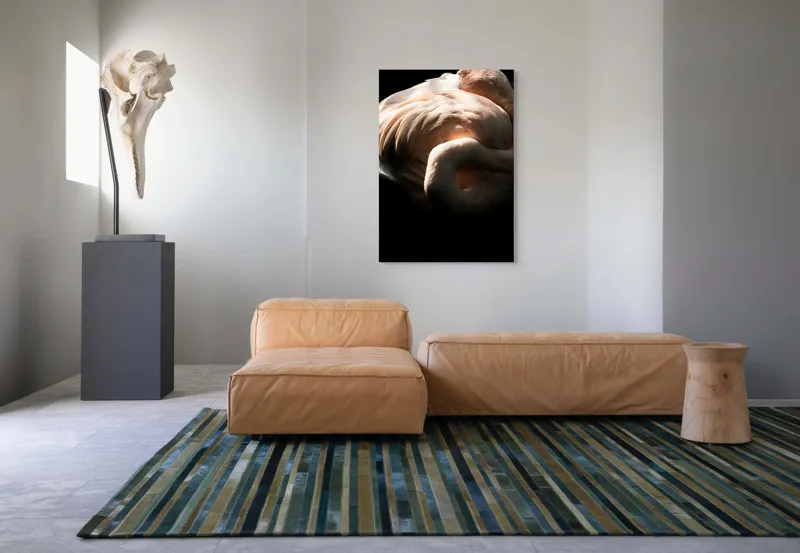 Tablou Canvas, "Flamingo în lumina blândă a soarelui", Flamingo, Eleganță, Lumină, Textură, Contrast, Încovoiat, Grație, Serenitate, 70 x 100 cm – poza 7