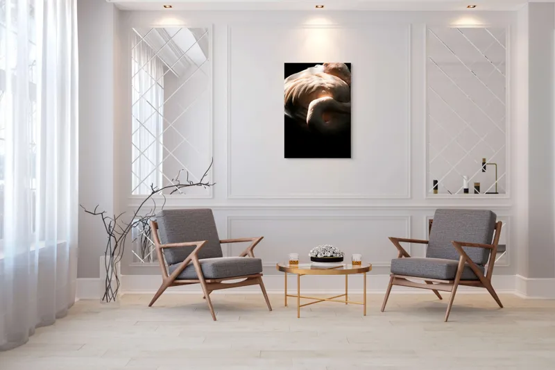 Tablou Canvas, "Flamingo în lumina blândă a soarelui", Flamingo, Eleganță, Lumină, Textură, Contrast, Încovoiat, Grație, Serenitate, 70 x 100 cm – poza 8