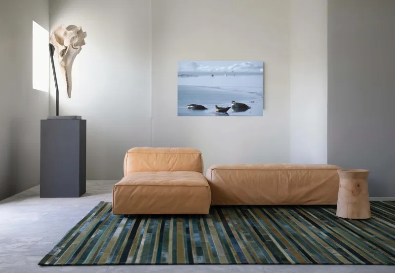 Tablou Canvas, "Foci odihnindu-se pe gheață albastră", Focă, Gheață, Ocean, Cer, Liniște, Natură, Relaxare, Albastru, Frig, Întindere, 90 x 50 cm – poza 8