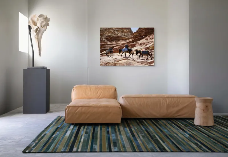 Tablou Canvas pe temă de Deșert și Alpinism, Caravana Măgarilor în Canion, 100 x 70 cm – poza 7