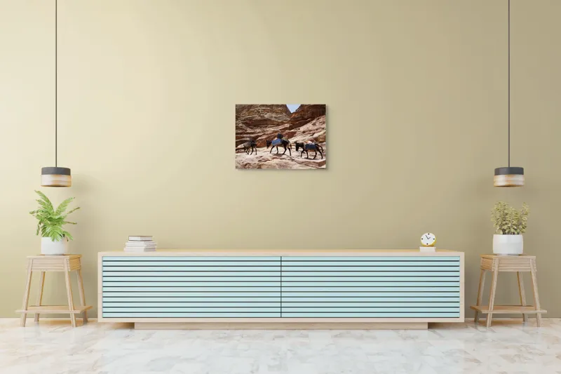 Tablou Canvas pe temă de Deșert și Alpinism, Caravana Măgarilor în Canion, 70 x 50 cm – poza 7