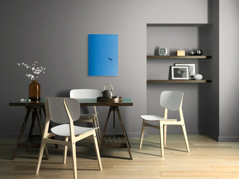 Tablou Canvas Pasăre zburând spre lună albă Cer Albastru Zbor Siluetă, 50 x 70 cm – poza 5