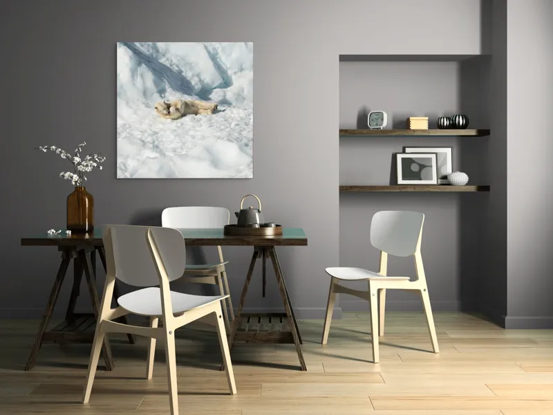 Tablou Canvas, "Urși polari jucându-se pe zăpadă.", Urs, Zăpadă, Ghețar, Alb, Liniște, Natură, Rece, Arctic, 100 x 100 cm – poza 6