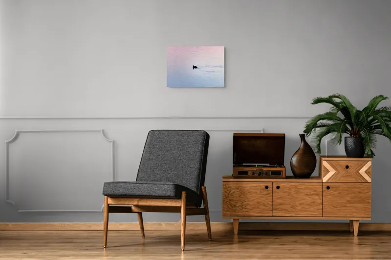 Tablou Canvas, "Silueta unei rațe la apus", Calm, Reflections, Dusk, Ripples, Serenity, 54 x 39 cm – poza 7