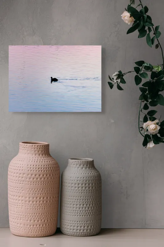Tablou Canvas, "Silueta unei rațe la apus", Calm, Reflections, Dusk, Ripples, Serenity, 54 x 39 cm – poza 8