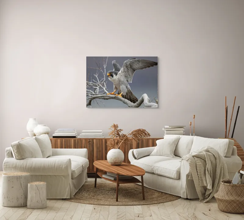 Tablou Canvas, "Șoimul în zborul libertății supreme", Uluitor, Vultur, Zbor, Natură, Forță, Eleganță, Penaj, Creangă, Cer, Alertă, 100 x 70 cm – poza 3