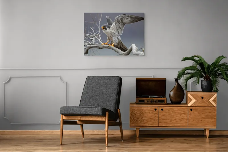 Tablou Canvas, "Șoimul în zborul libertății supreme", Uluitor, Vultur, Zbor, Natură, Forță, Eleganță, Penaj, Creangă, Cer, Alertă, 100 x 70 cm – poza 8