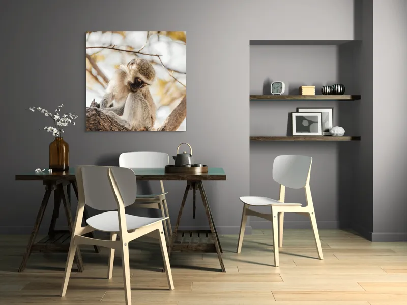Tablou Canvas, "Maimuța contemplativă pe ramura copacului", Nu pot confirma cine este în imagine., 100 x 100 cm – poza 6