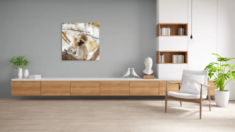 Tablou Canvas, "Maimuța contemplativă pe ramura copacului", Nu pot confirma cine este în imagine., 100 x 100 cm – poza 8