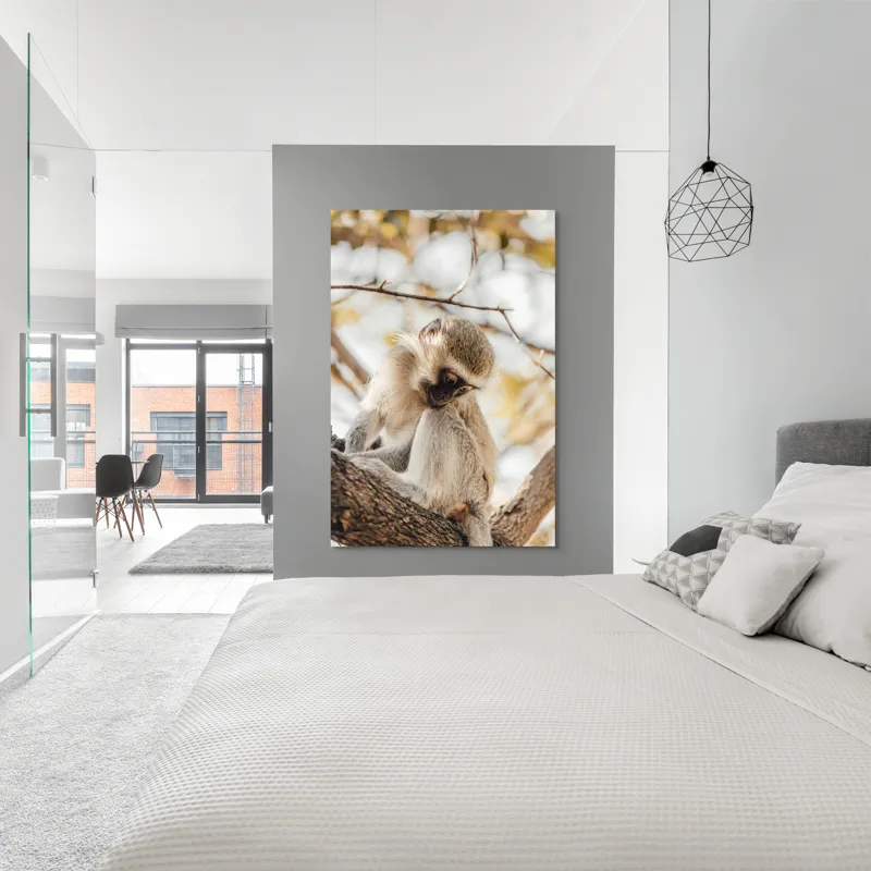 Tablou Canvas, "Maimuța contemplativă pe ramura copacului", Nu pot confirma cine este în imagine., 100 x 150 cm – poza 5