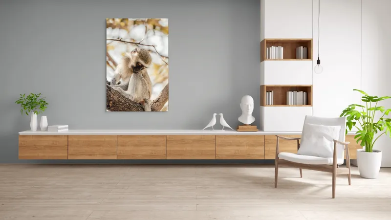 Tablou Canvas, "Maimuța contemplativă pe ramura copacului", Nu pot confirma cine este în imagine., 100 x 150 cm – poza 8