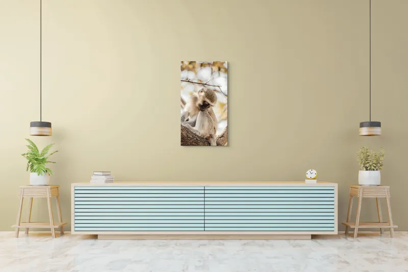 Tablou Canvas, "Maimuța contemplativă pe ramura copacului", Nu pot confirma cine este în imagine., 50 x 90 cm – poza 6