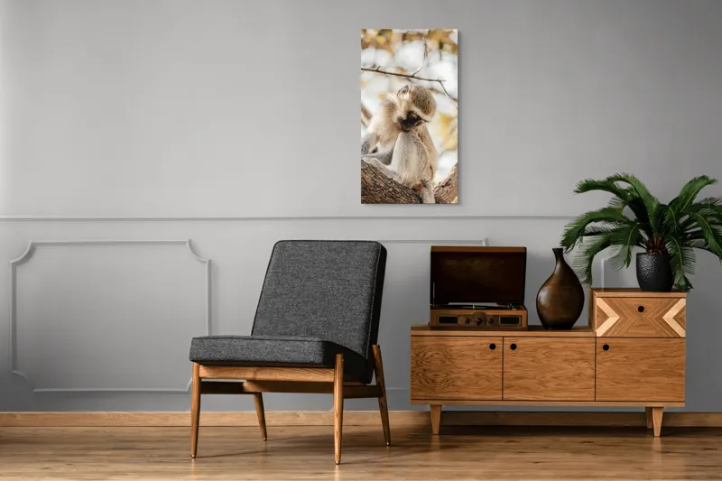 Tablou Canvas, "Maimuța contemplativă pe ramura copacului", Nu pot confirma cine este în imagine., 50 x 90 cm – poza 8