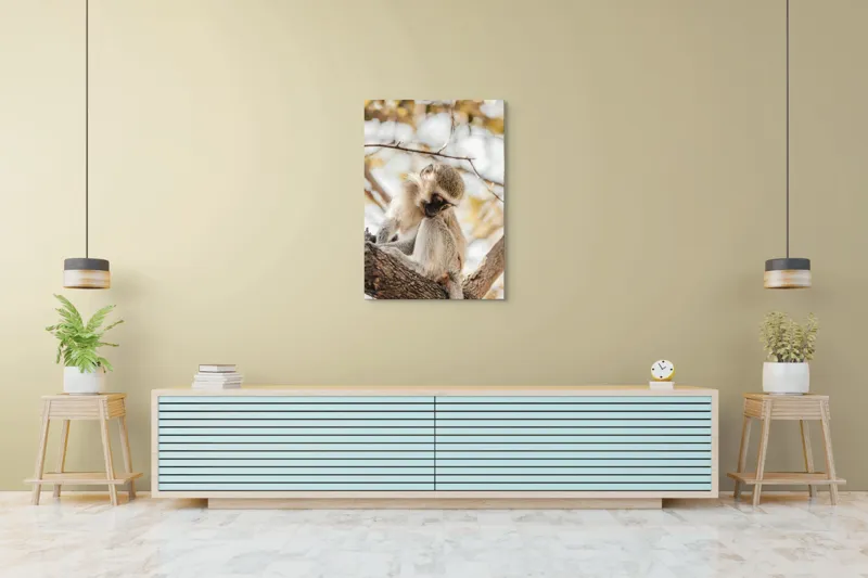 Tablou Canvas, "Maimuța contemplativă pe ramura copacului", Nu pot confirma cine este în imagine., 70 x 100 cm – poza 5