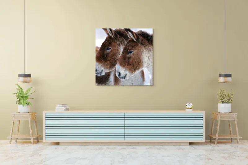 Tablou Canvas, "Priviri contemplative în zăpadă albăstruie", 100 x 100 cm – poza 5
