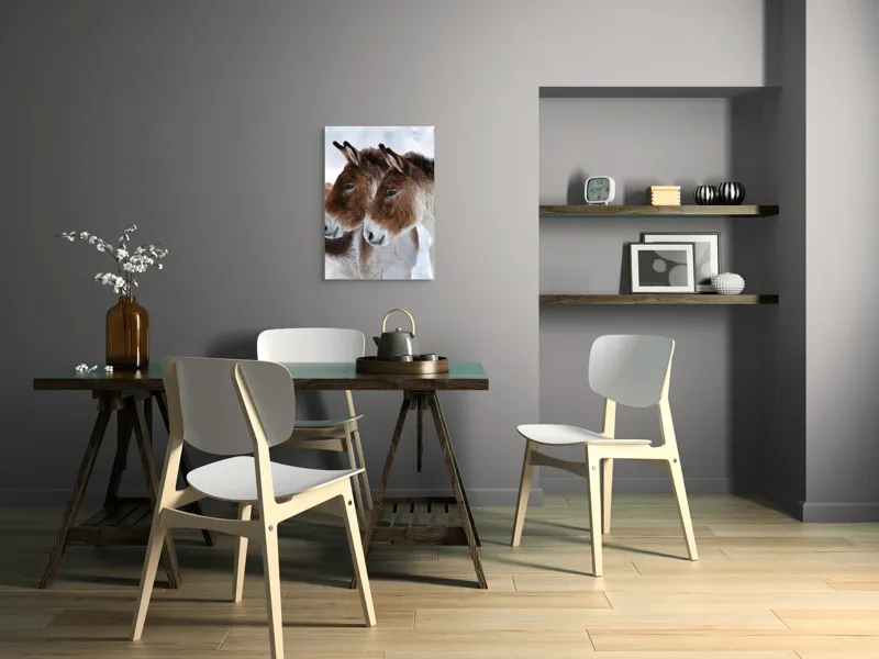 Tablou Canvas, "Priviri contemplative în zăpadă albăstruie", Nu știu cine sunt în imagine, dar văd doi magari., 50 x 70 cm – poza 5