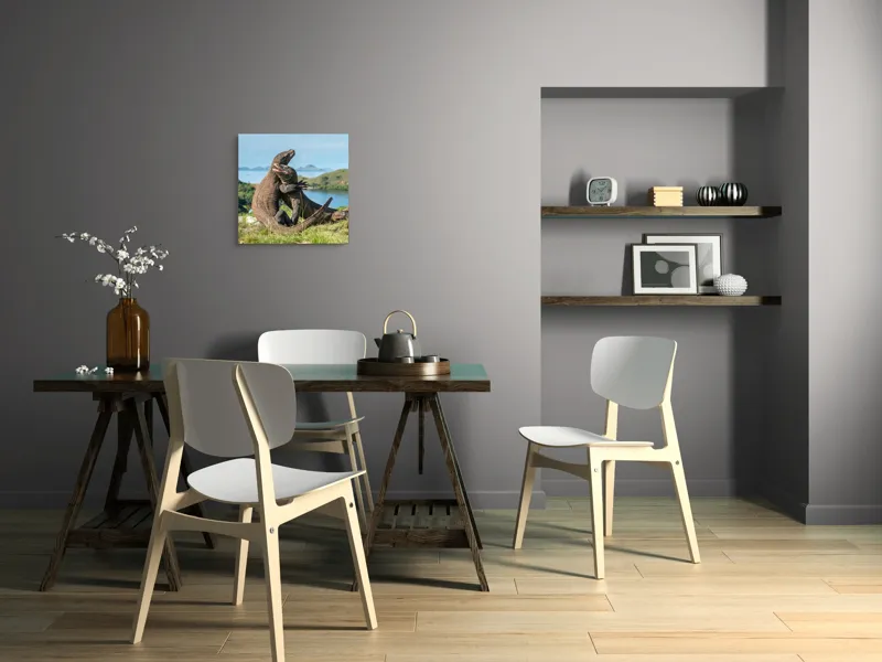 Tablou Canvas, "Îmbrățișarea dragonilor de Komodo", Balans, Natură, Forță, Întindere, Armonie, Salbaticie, Lumină, Peisaj, Verzișor, Relaxare., 50 x 50 cm – poza 8